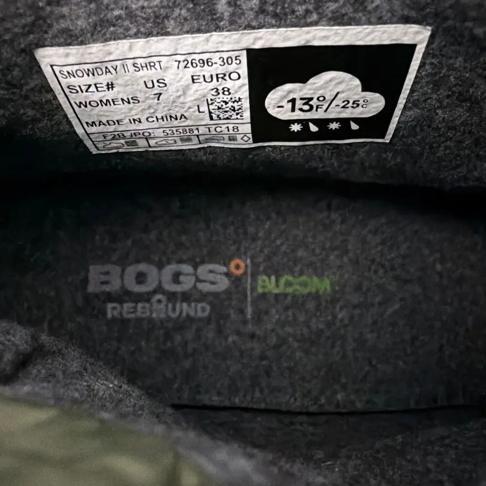 Bogs Boots Womens Size 7 Snowday II Green Quilted Insulated Waterproof Ankle - Picture 4 of 8